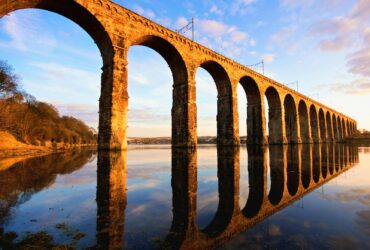 view of the royal border bridge spanning the river tweed in northumberland england